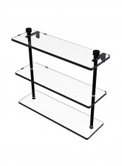 Foxtrot Collection Triple Tiered Glass Shelf Black/Clear 16inch