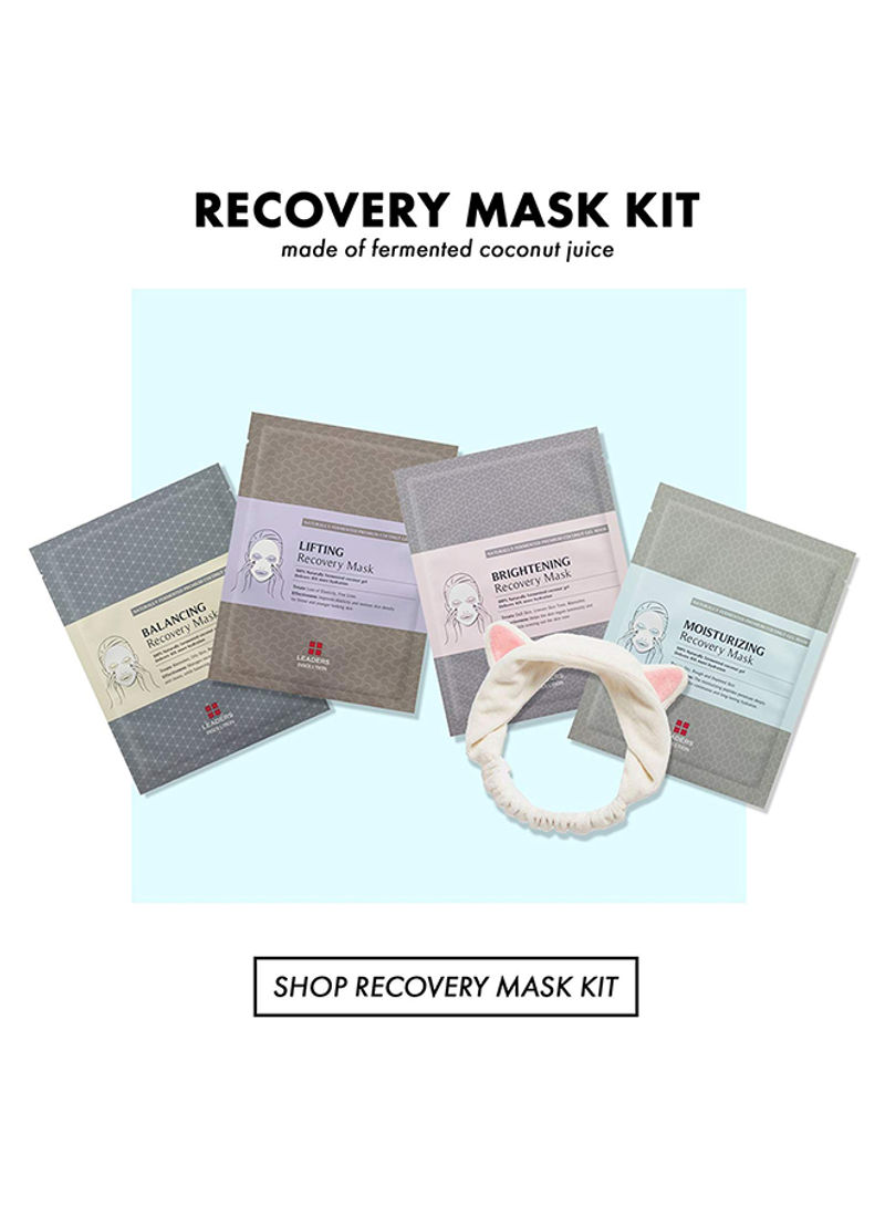 Pack Of 4 Recovery Mask Kit Wih Cat Ear Headband