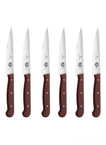 6-Piece Steak Knives Brown/Silver 4.75inch