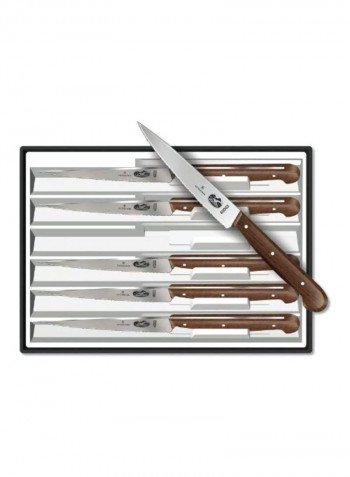 6-Piece Steak Knives Brown/Silver 4.75inch