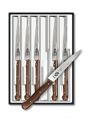 6-Piece Steak Knives Brown/Silver 4.75inch