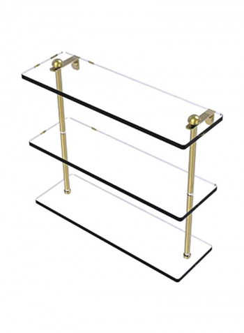 Triple Tiered Glass Shelf Clear/Gold 16x5inch