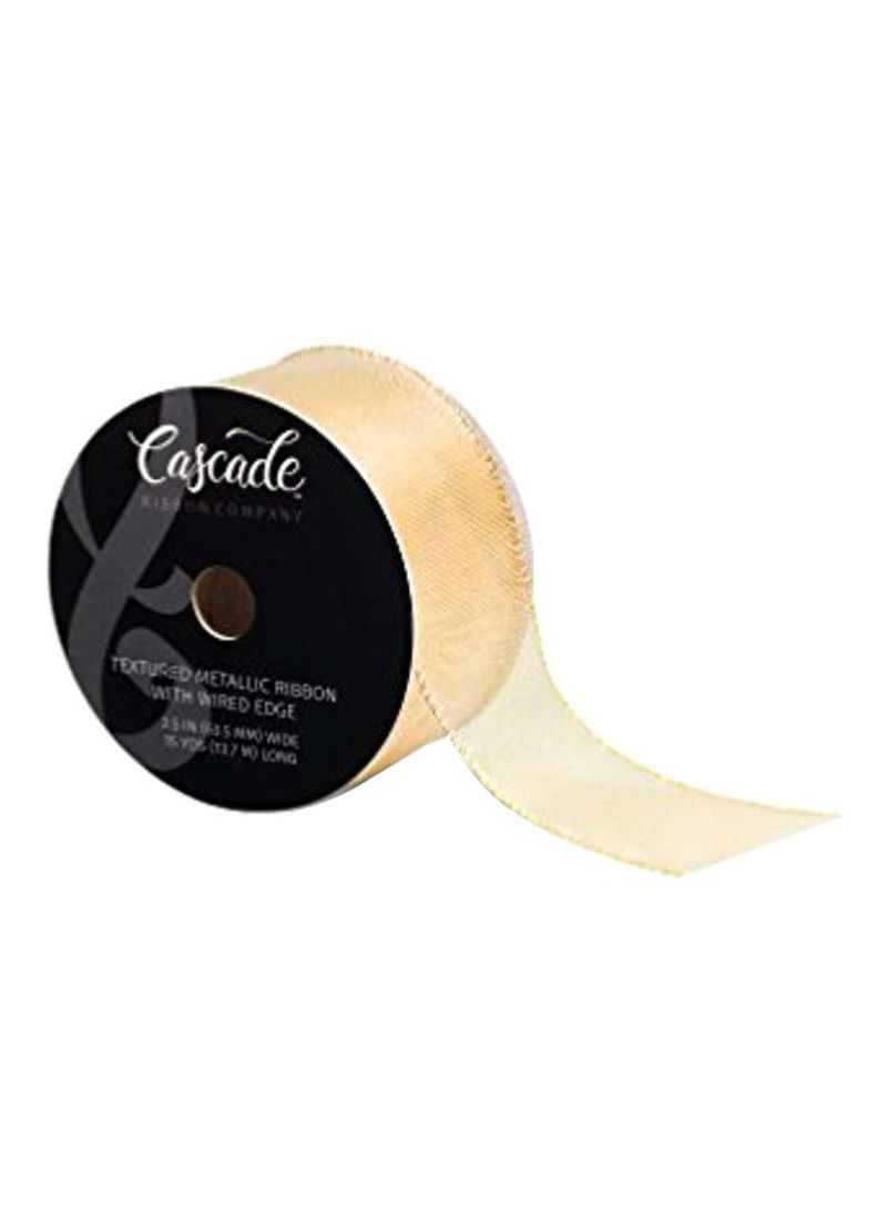 Metallic Textured Ribbon With Wired Edge Gold Gold