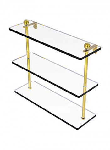 Triple Tiered Glass Shelf Clear/Gold 16inch