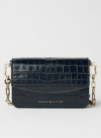 Leather Croco Small Crossbody Bag Desert Sky