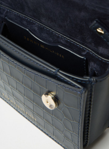 Leather Croco Small Crossbody Bag Desert Sky