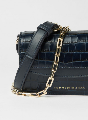 Leather Croco Small Crossbody Bag Desert Sky