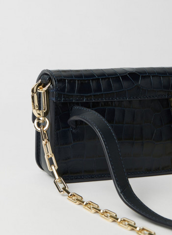 Leather Croco Small Crossbody Bag Desert Sky