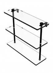 Triple Tiered Glass Shelf Black/Clear 16inch reviews Triple Tiered Glass Shelf Black/Clear 16inch