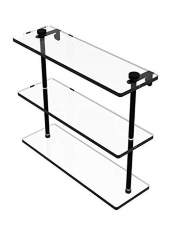 Triple Tiered Glass Shelf Black/Clear 16inch