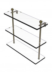 Mambo Collection Triple Tiered Glass Shelf Clear/Gold 16inch