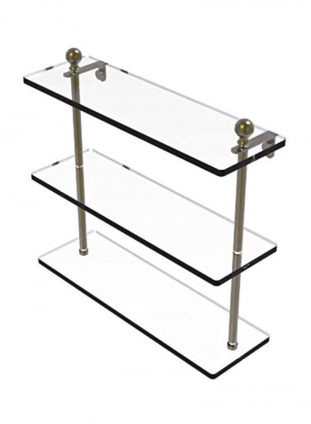 Mambo Collection Triple Tiered Glass Shelf Clear/Gold 16inch