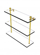 Mambo Collection Triple Tiered Glass Shelf Clear/Gold 16inch