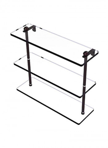 Triple Tiered Glass Shelf Clear/Black 16inch