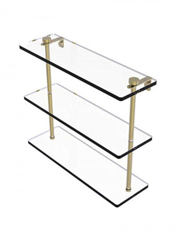 Triple Tiered Glass Shelf Gold/Clear 16inch