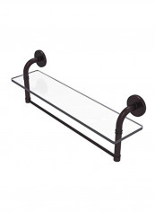 Remi Collection Vanity Integrated Towel Bar Glass Shelf Antique Bronze 22inch