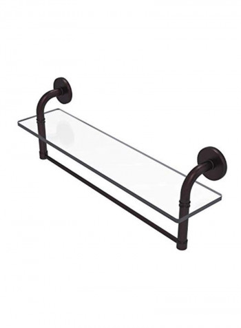 Remi Collection Vanity Integrated Towel Bar Glass Shelf Antique Bronze 22inch
