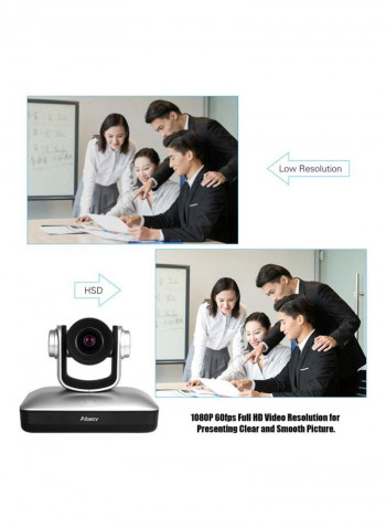 Full HD Video Conference Camera With Remote 8.4x6.8x5.4inch Silver/Black