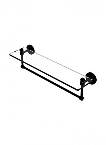 Glass Shelf With Towel Bar Clear/Black 22x5inch