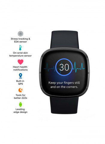 Sense, Advanced Smartwatch With Tools For Heart Health, Stress Management And Skin Temperature Trends Carbon/Graphite Stainless Steel + Free Sesh Evo True Wireless In-Ear Earbuds and Charging Case True Black
