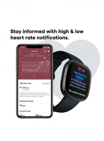 Sense, Advanced Smartwatch With Tools For Heart Health, Stress Management And Skin Temperature Trends Carbon/Graphite Stainless Steel + Free Sesh Evo True Wireless In-Ear Earbuds and Charging Case True Black