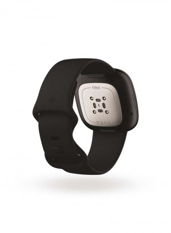 Sense, Advanced Smartwatch With Tools For Heart Health, Stress Management And Skin Temperature Trends Carbon/Graphite Stainless Steel + Free Sesh Evo True Wireless In-Ear Earbuds and Charging Case True Black