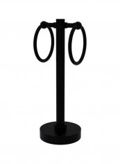 2-Ring Vanity Top Twisted Accent Guest Towel Holder Matte Black 5x12x5inch