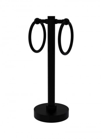 2-Ring Vanity Top Twisted Accent Guest Towel Holder Matte Black 5x12x5inch