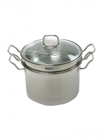 4-Piece Steamer Cooker Set Silver 8Quart