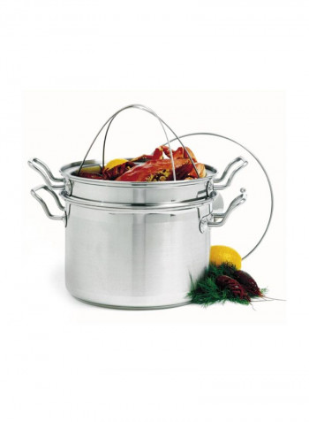 4-Piece Steamer Cooker Set Silver 8Quart