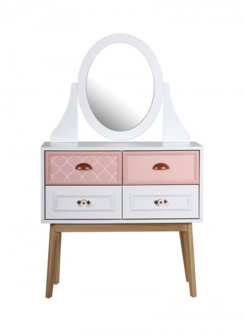 Diana Dresser With Mirror White/Pink/Clear 87x146x45centimeter