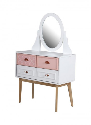 Diana Dresser With Mirror White/Pink/Clear 87x146x45centimeter