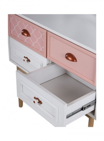 Diana Dresser With Mirror White/Pink/Clear 87x146x45centimeter