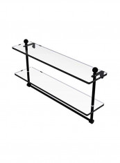 Mambo Collection Two Tiered Integrated Towel Bar Glass Shelf Clear/Black 22inch