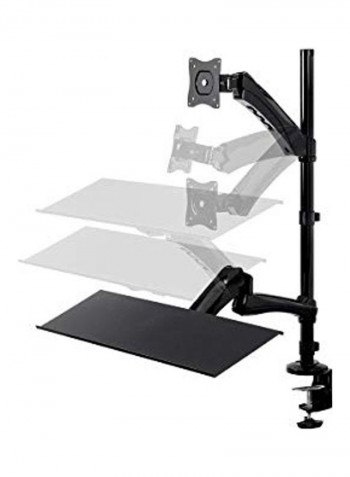 Adjustable Monitor And Keyboard Riser Desk Mount Black