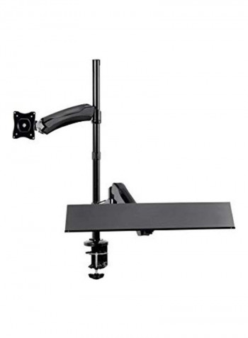 Adjustable Monitor And Keyboard Riser Desk Mount Black