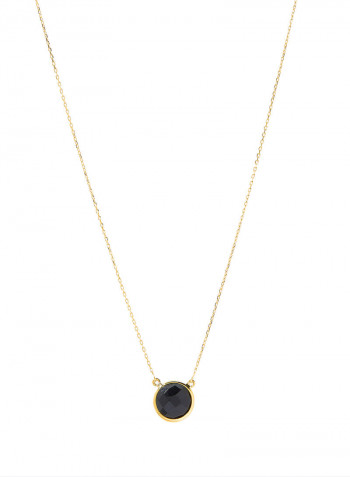 18 Karat Gold Black Onyx Single Stone Necklace