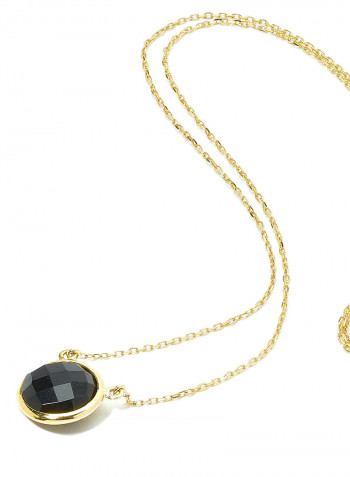 18 Karat Gold Black Onyx Single Stone Necklace