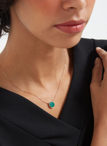 18 Karat Gold Black Onyx Single Stone Necklace