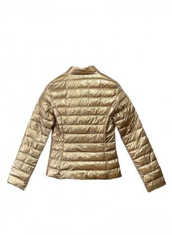 Quilted Finish Puffer Jacket Gold