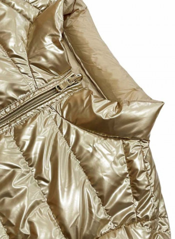 Quilted Finish Puffer Jacket ذهبي