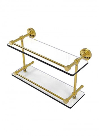 2-Tier Wall Mounted Glass Shelf Gold/Clear 16x5x8inch