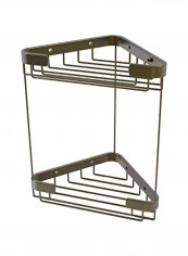 Double Tier Corner Shower Basket Brown