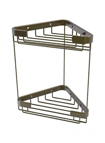 Double Tier Corner Shower Basket Brown