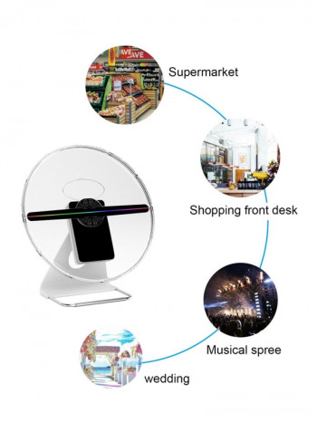 Portable 3D Digital Fan Holographic Projector Clear/White