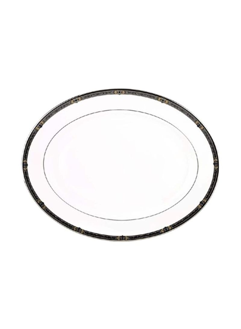 Bone China Oval Platter White/Black 16inch