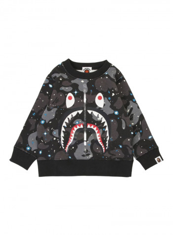 Camo Long Sleeves Sweater أسود/ أبيض/ رمادي