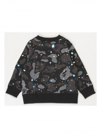 Camo Long Sleeves Sweater أسود/ أبيض/ رمادي