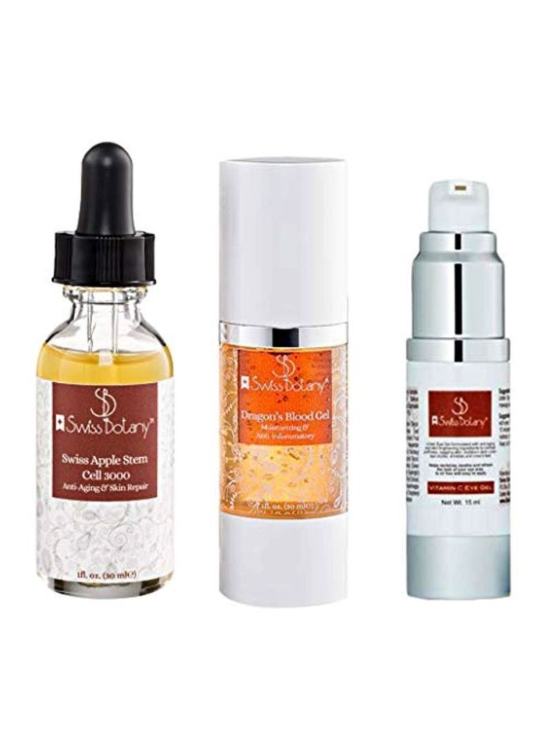 Pack Of 3 Swiss Apple Stem Cell 3000 Serum With Dragon's Blood Gel And Vitamin C Eye Oil