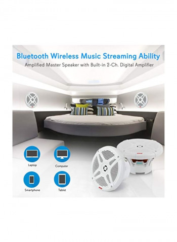 2-Piece Bluetooth Marine Speakers PLMRBT65W White